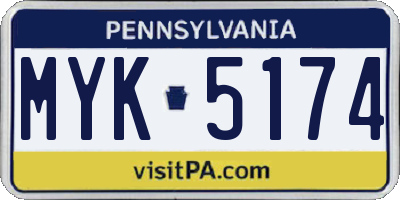 PA license plate MYK5174