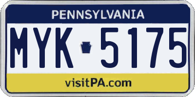 PA license plate MYK5175
