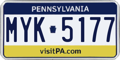 PA license plate MYK5177