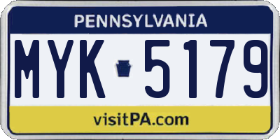 PA license plate MYK5179