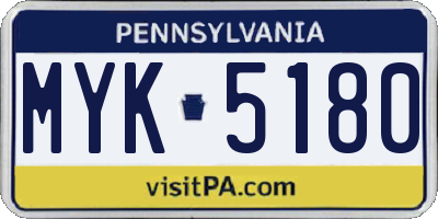 PA license plate MYK5180