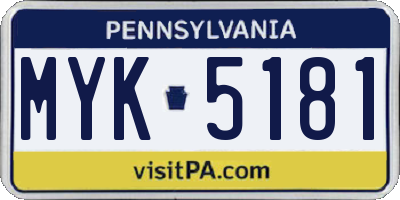 PA license plate MYK5181