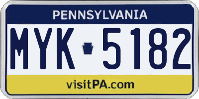 PA license plate MYK5182