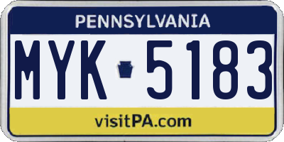 PA license plate MYK5183