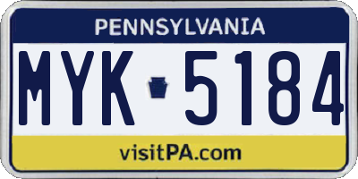 PA license plate MYK5184
