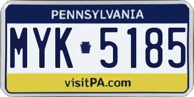PA license plate MYK5185