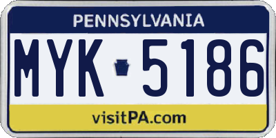 PA license plate MYK5186