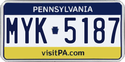 PA license plate MYK5187