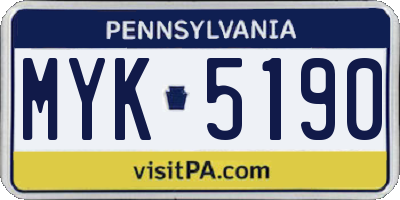 PA license plate MYK5190