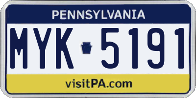 PA license plate MYK5191