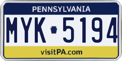 PA license plate MYK5194