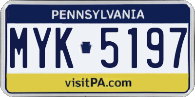 PA license plate MYK5197