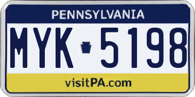 PA license plate MYK5198