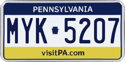 PA license plate MYK5207