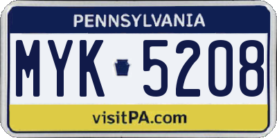 PA license plate MYK5208