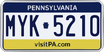 PA license plate MYK5210