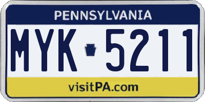 PA license plate MYK5211
