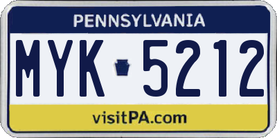 PA license plate MYK5212