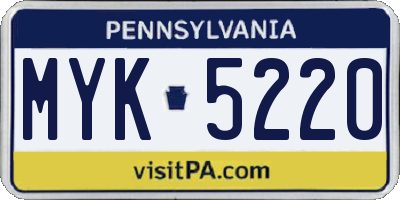 PA license plate MYK5220