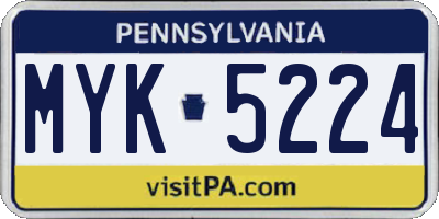 PA license plate MYK5224