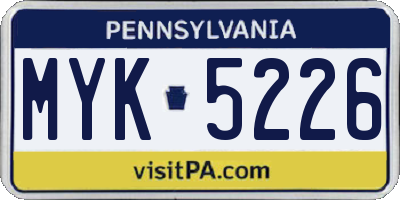 PA license plate MYK5226