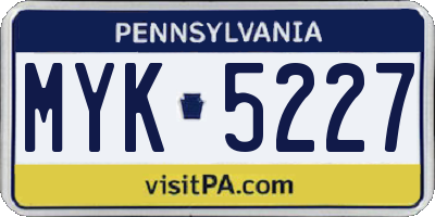 PA license plate MYK5227