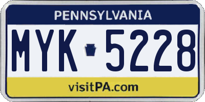 PA license plate MYK5228