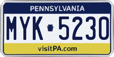 PA license plate MYK5230