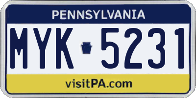 PA license plate MYK5231