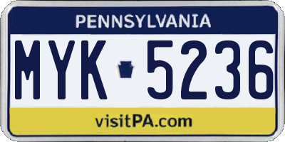 PA license plate MYK5236