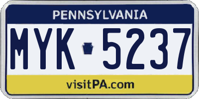 PA license plate MYK5237