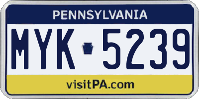 PA license plate MYK5239
