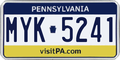 PA license plate MYK5241