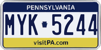 PA license plate MYK5244