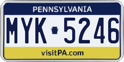 PA license plate MYK5246