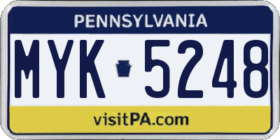PA license plate MYK5248