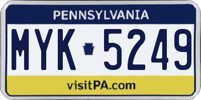 PA license plate MYK5249