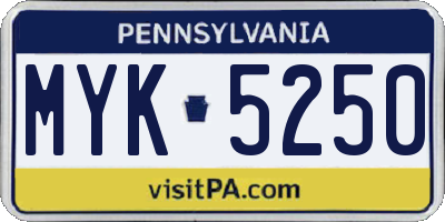 PA license plate MYK5250