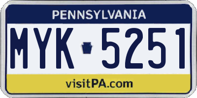 PA license plate MYK5251