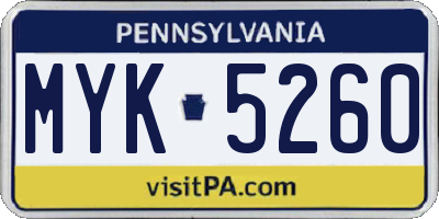 PA license plate MYK5260