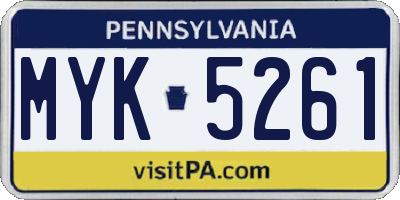 PA license plate MYK5261