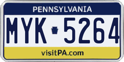 PA license plate MYK5264