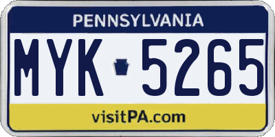 PA license plate MYK5265