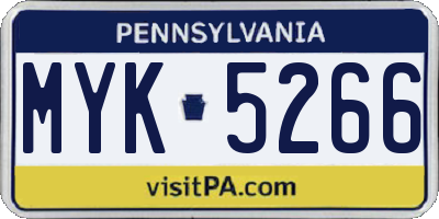 PA license plate MYK5266