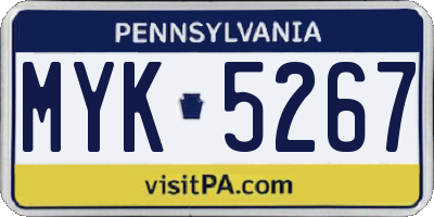 PA license plate MYK5267