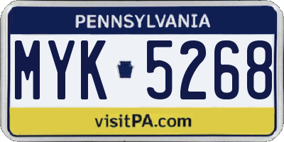 PA license plate MYK5268