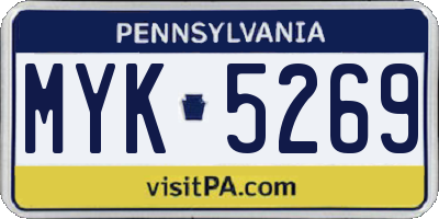 PA license plate MYK5269