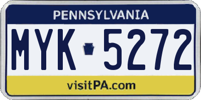 PA license plate MYK5272