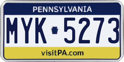 PA license plate MYK5273