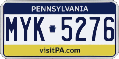 PA license plate MYK5276